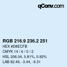 Color code: RGB 216.9 236.2 251 | qconv.com