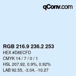 Color code: RGB 216.9 236.2 253 | qconv.com