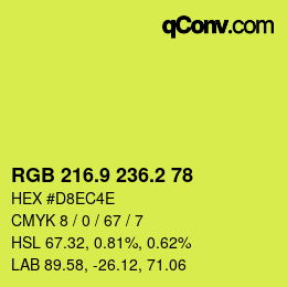カラーコード: RGB 216.9 236.2 78 | qconv.com