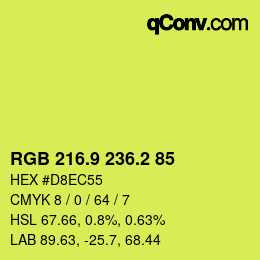 カラーコード: RGB 216.9 236.2 85 | qconv.com