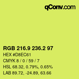 カラーコード: RGB 216.9 236.2 97 | qconv.com