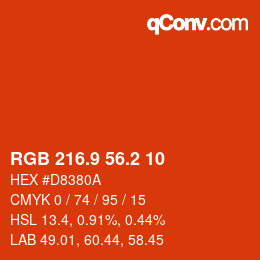 カラーコード: RGB 216.9 56.2 10 | qconv.com