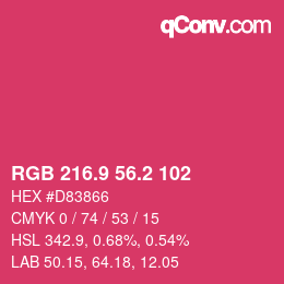 カラーコード: RGB 216.9 56.2 102 | qconv.com