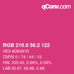 カラーコード: RGB 216.9 56.2 122 | qconv.com