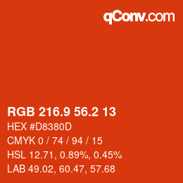 カラーコード: RGB 216.9 56.2 13 | qconv.com