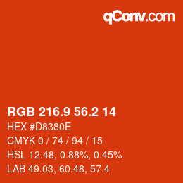 Color code: RGB 216.9 56.2 14 | qconv.com