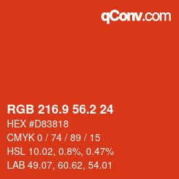 カラーコード: RGB 216.9 56.2 24 | qconv.com