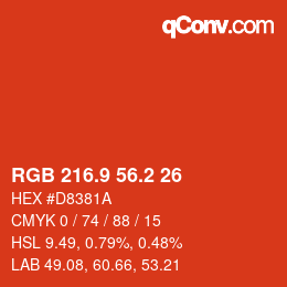カラーコード: RGB 216.9 56.2 26 | qconv.com