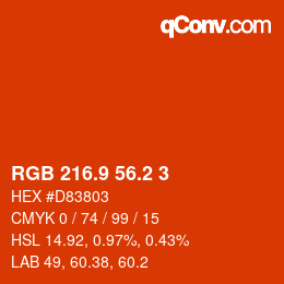 カラーコード: RGB 216.9 56.2 3 | qconv.com