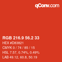 カラーコード: RGB 216.9 56.2 33 | qconv.com