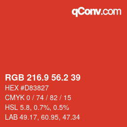 カラーコード: RGB 216.9 56.2 39 | qconv.com