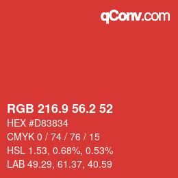 Farbcode: RGB 216.9 56.2 52 | qconv.com