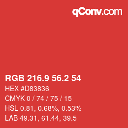 カラーコード: RGB 216.9 56.2 54 | qconv.com
