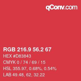 カラーコード: RGB 216.9 56.2 67 | qconv.com