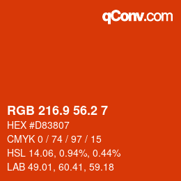 カラーコード: RGB 216.9 56.2 7 | qconv.com