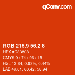 カラーコード: RGB 216.9 56.2 8 | qconv.com