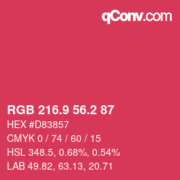 カラーコード: RGB 216.9 56.2 87 | qconv.com