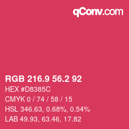 カラーコード: RGB 216.9 56.2 92 | qconv.com
