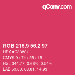カラーコード: RGB 216.9 56.2 97 | qconv.com