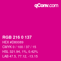 Color code: RGB 216 0 137 | qconv.com