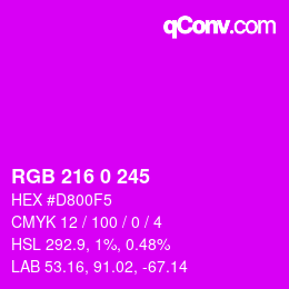 Color code: RGB 216 0 245 | qconv.com