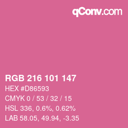 カラーコード: RGB 216 101 147 | qconv.com