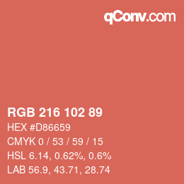 カラーコード: RGB 216 102 89 | qconv.com