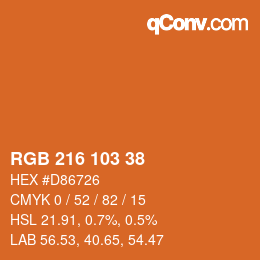 Color code: RGB 216 103 38 | qconv.com