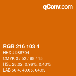 Color code: RGB 216 103 4 | qconv.com