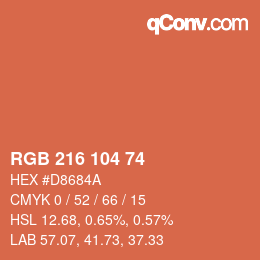 Color code: RGB 216 104 74 | qconv.com