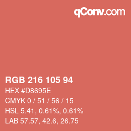 Color code: RGB 216 105 94 | qconv.com