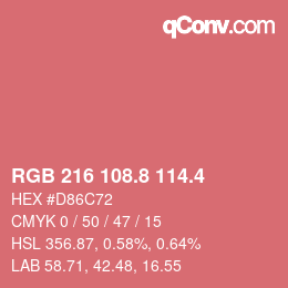 カラーコード: RGB 216 108.8 114.4 | qconv.com
