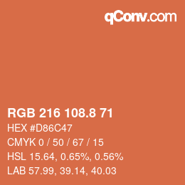 Color code: RGB 216 108.8 71 | qconv.com