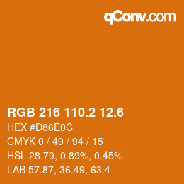 カラーコード: RGB 216 110.2 12.6 | qconv.com