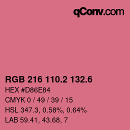 カラーコード: RGB 216 110.2 132.6 | qconv.com