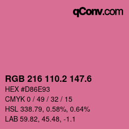 カラーコード: RGB 216 110.2 147.6 | qconv.com