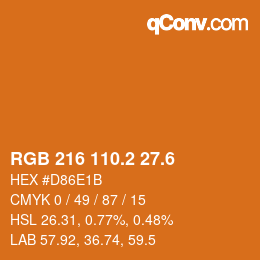 カラーコード: RGB 216 110.2 27.6 | qconv.com