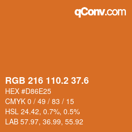 カラーコード: RGB 216 110.2 37.6 | qconv.com
