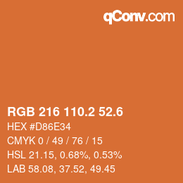 カラーコード: RGB 216 110.2 52.6 | qconv.com