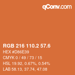 カラーコード: RGB 216 110.2 57.6 | qconv.com