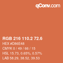 カラーコード: RGB 216 110.2 72.6 | qconv.com