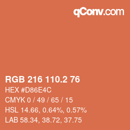 Color code: RGB 216 110.2 76 | qconv.com