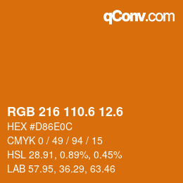 カラーコード: RGB 216 110.6 12.6 | qconv.com