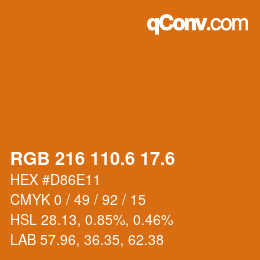 カラーコード: RGB 216 110.6 17.6 | qconv.com