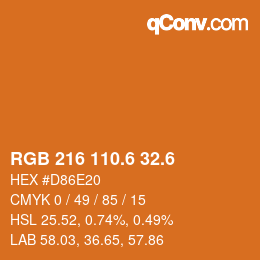 カラーコード: RGB 216 110.6 32.6 | qconv.com