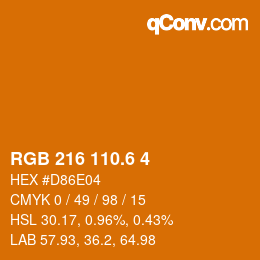 カラーコード: RGB 216 110.6 4 | qconv.com