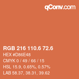 カラーコード: RGB 216 110.6 72.6 | qconv.com
