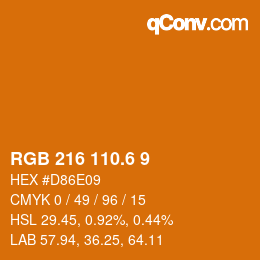 カラーコード: RGB 216 110.6 9 | qconv.com