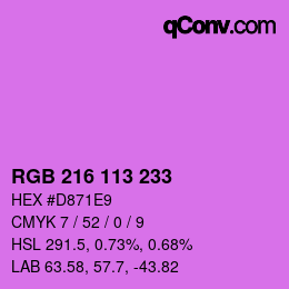 カラーコード: RGB 216 113 233 | qconv.com