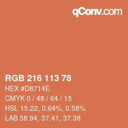 Color code: RGB 216 113 78 | qconv.com